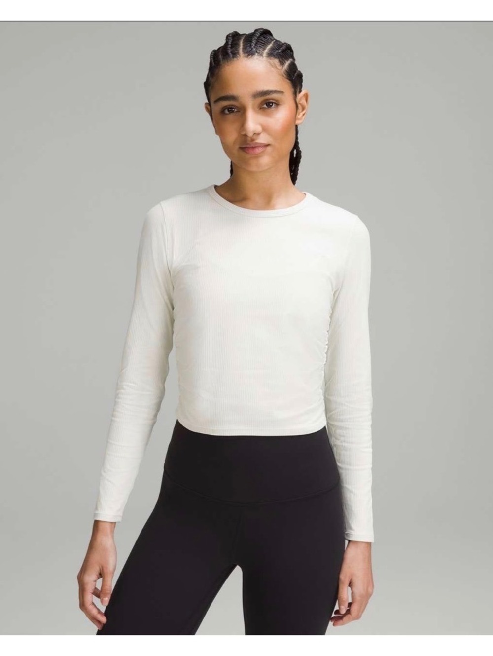 Lululemon All It Takes Long-Sleeve Ribbed Nulu Top | Bone | Size 4 | NWT